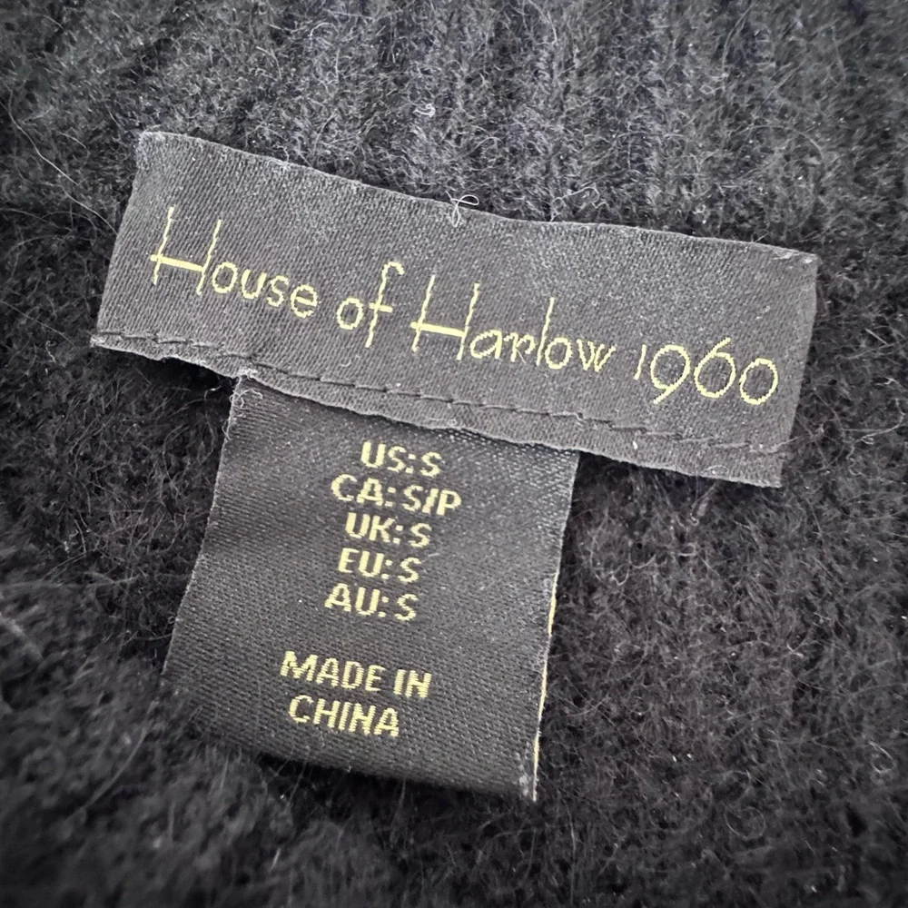 House of Harlow 1960 Mohair Blend Rhinestone Tassel Cropped Sweater Small
